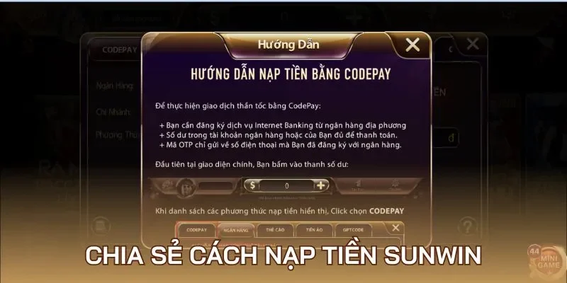 Chia sẻ cách nạp tiền Sunwin