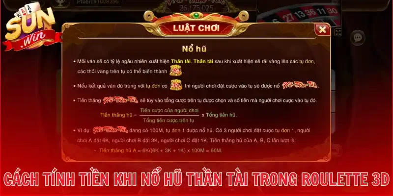 Cách tính tiền khi nổ hũ thần tài trong Roulette 3D