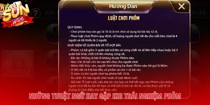 Những thuật ngữ hay gặp khi trải nghiệm Phỏm