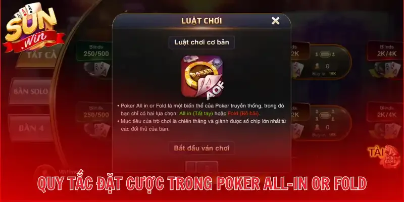 Quy tắc đặt cược trong Poker All-in or Fold