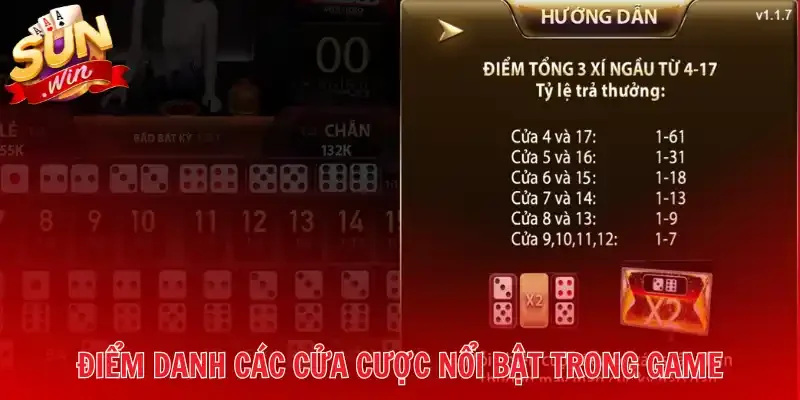 Điểm danh các cửa cược nổi bật trong game